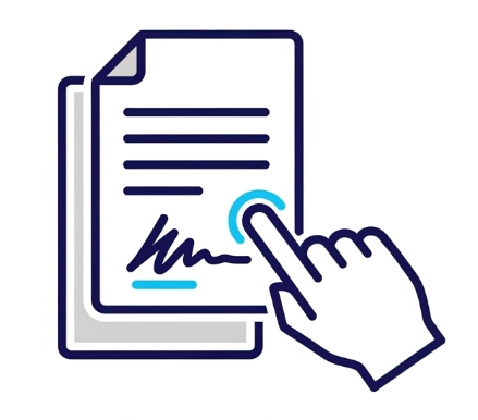 Logo de docSign, una mano firmando